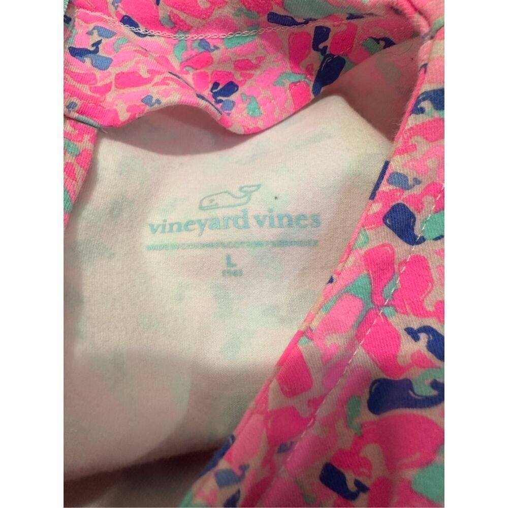 Vineyard Vines girls hot pink whale print 3/4 sleeve zip back dress size L #40-1 - Picture 2 of 5